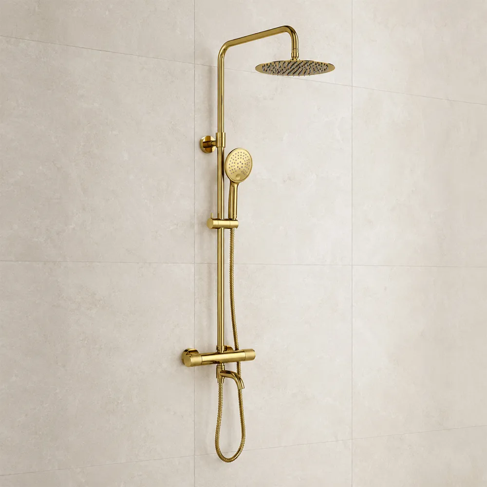 Душевая система со смесителем WasserKRAFT Muritz 98101.208.207PG, золото глянцевое