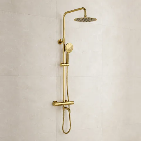 Душевая система со смесителем WasserKRAFT Muritz 98101.208.207PG, золото глянцевое
