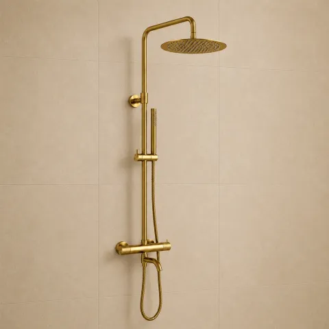 Душевая система со смесителем WasserKRAFT Muritz 98101.116.137BG, золото матовое