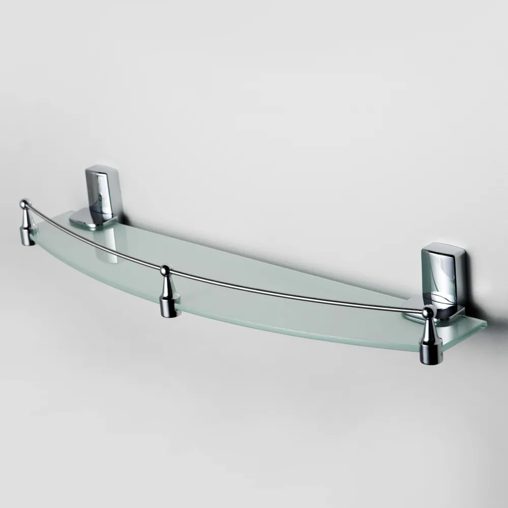 Полка стеклянная с бортиком WasserKRAFT Leine K-5044, хром