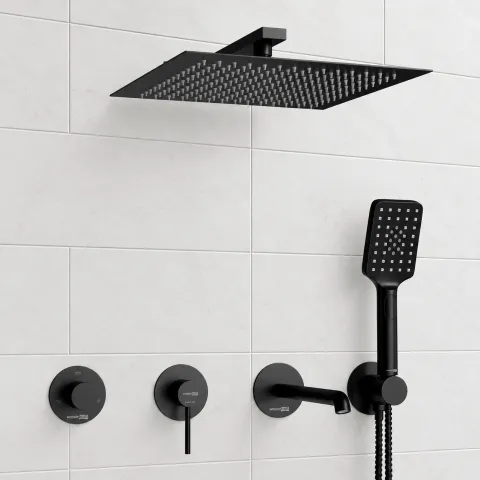 Встраиваемый комплект для ванны с верхней душев WasserKRAFT Muritz 9851.98DVR3.219.162.444.240.130.443MB, чёрный матовый